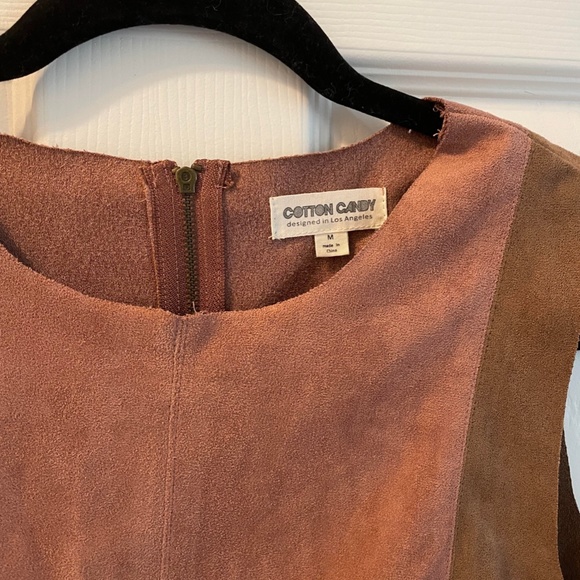Suede Pink and Brown Scalloped Crop Top - Picture 3 of 7